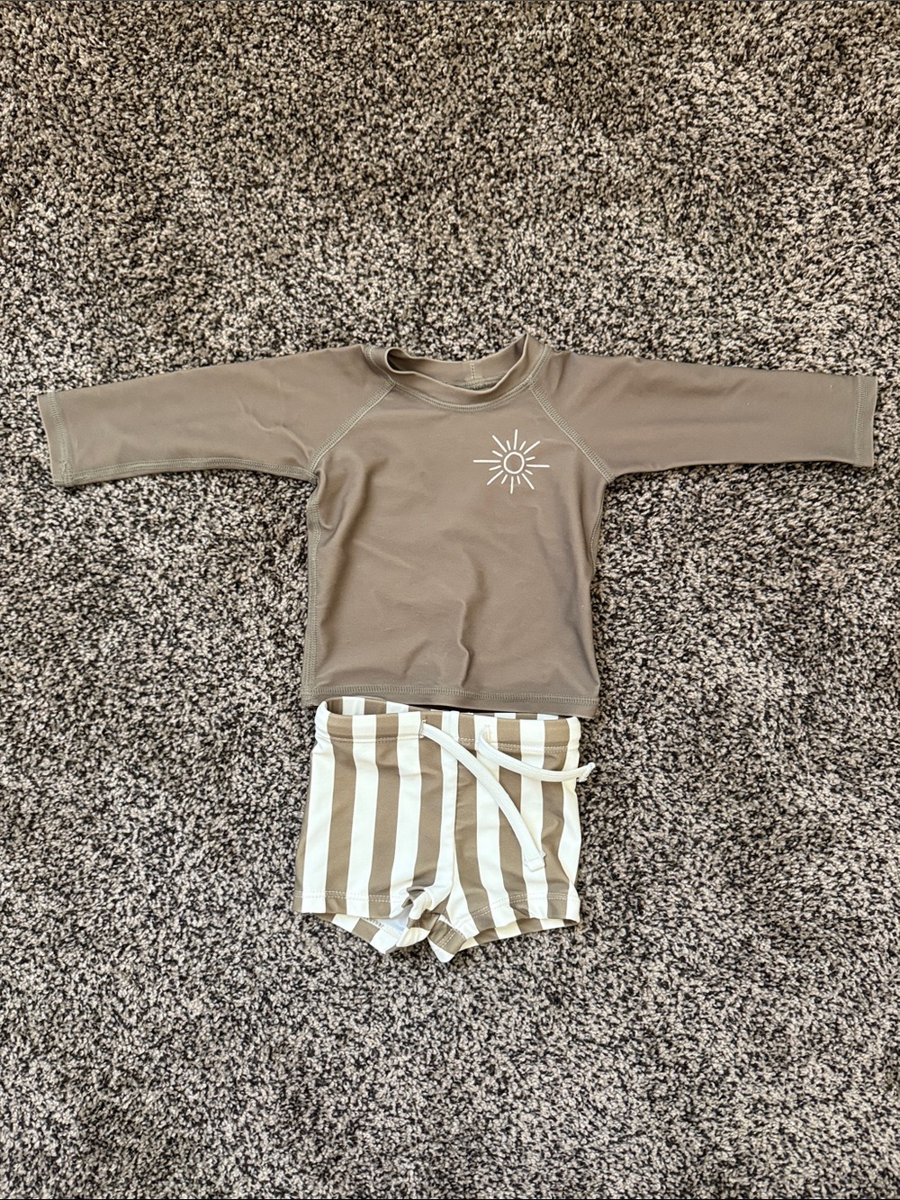 Rylee + Cru Long-Sleeve Rash Guard with Striped Swim Shorts